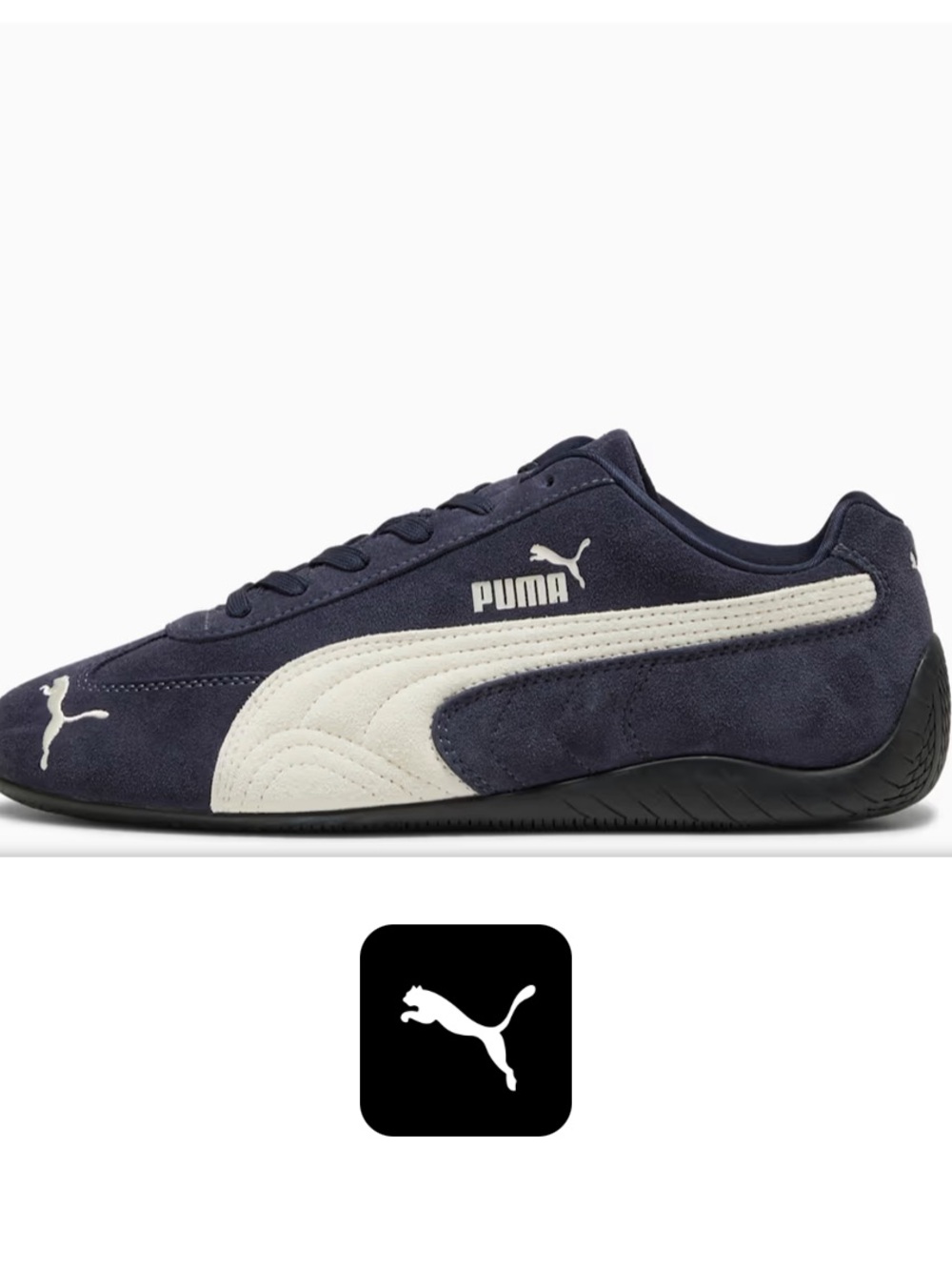 Puma Men's Navy Suede Sneakers with White Formstrip